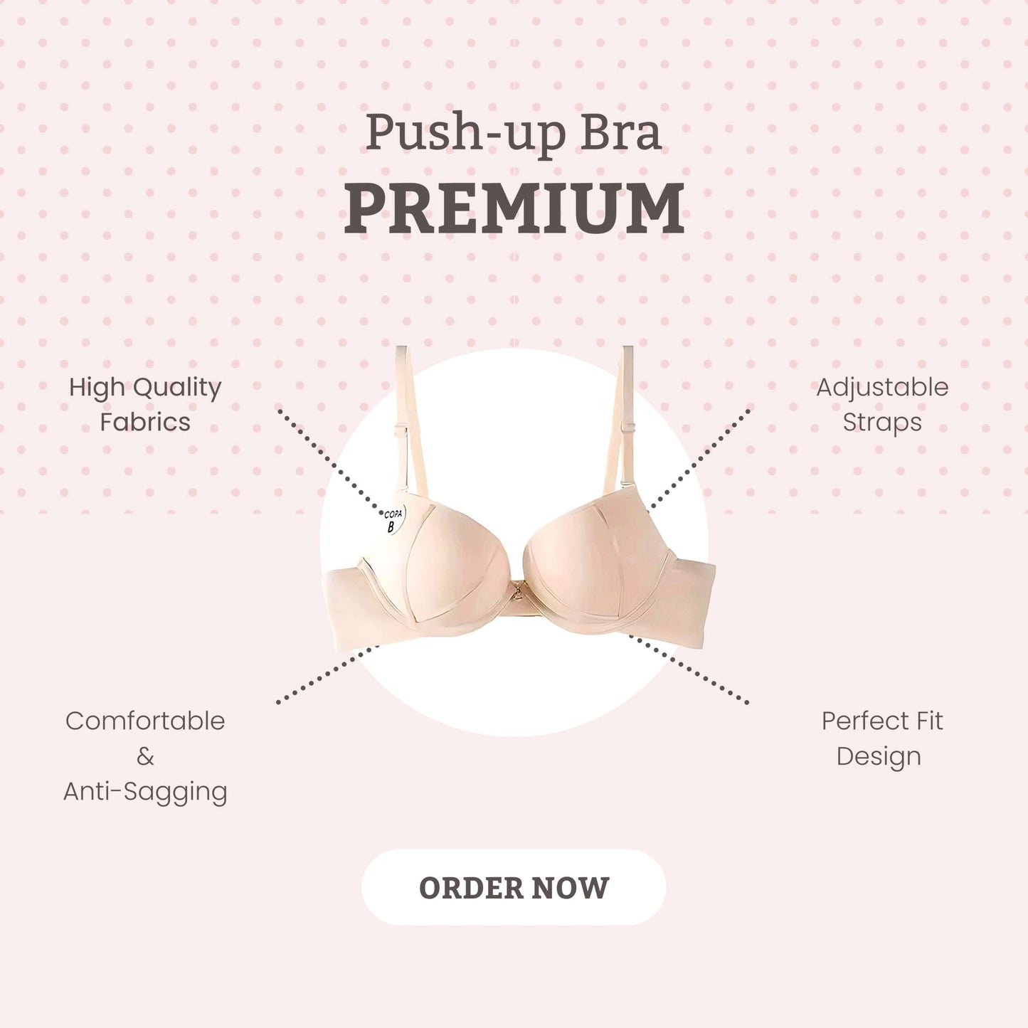 Premium Seamless Upper Support, Adjustable & Comfortable Push Up Bra Anti-Sagging