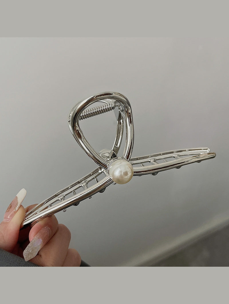 Hair Clip Eight-character Pearl Gold and Silver