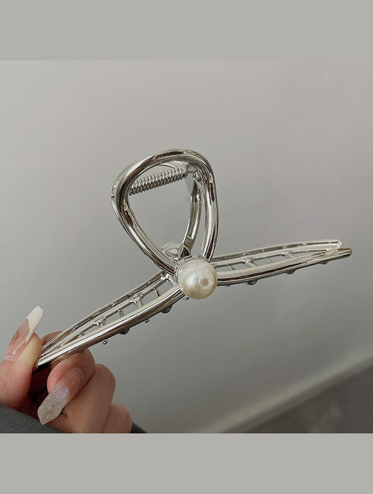 Hair Clip Eight-character Pearl Gold and Silver