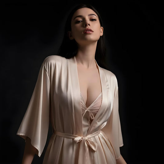 French Bow Night Dress With Chest Pad With Gown