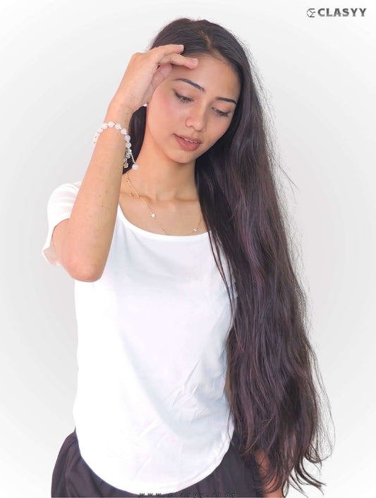 Girl's Summer Solid Short-sleeved Square Collar T-shirt