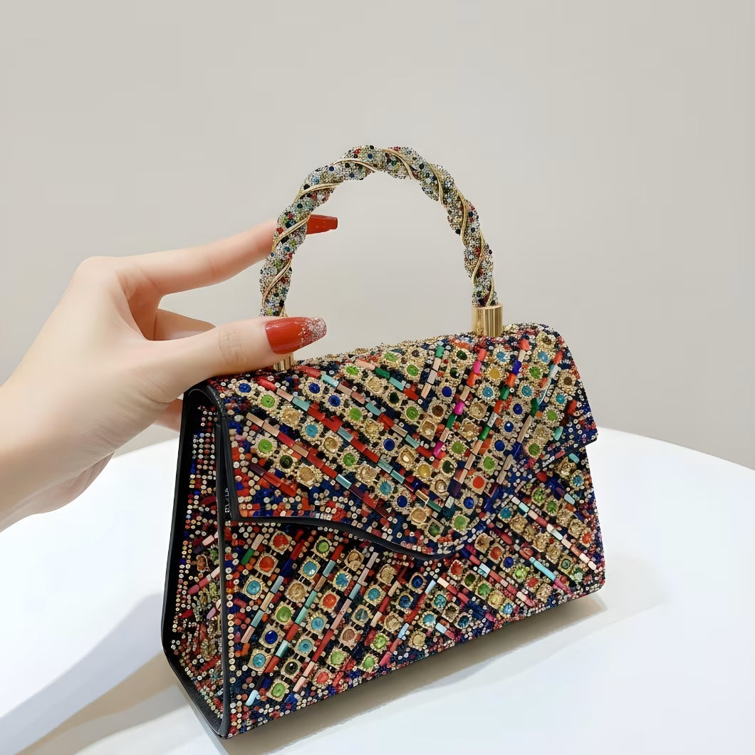 Elegant Wedding & Party Handbag - Women’s Candy Pattern PU Rhinestone Clutch