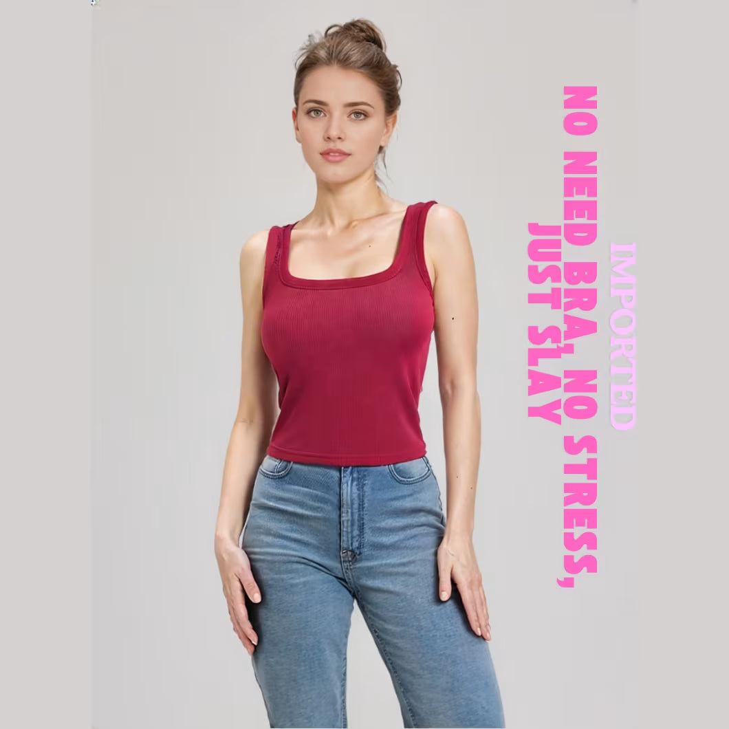 Premium Girls Crop Tank Top with Chest Pad | Best For Summer and Gym
