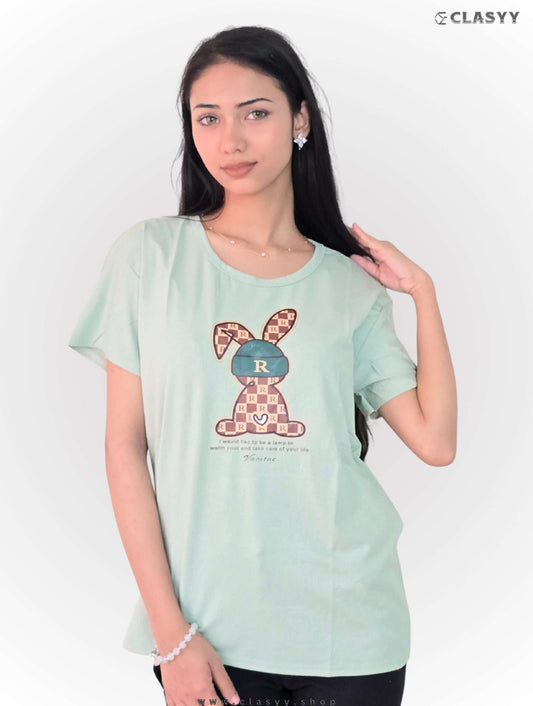 Women's Tshirt Half Sleeve Rabbit