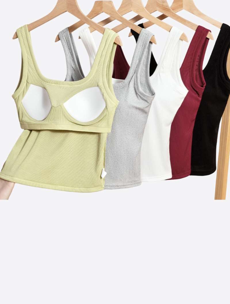 Girls Crop Tank Top with Chest Pad