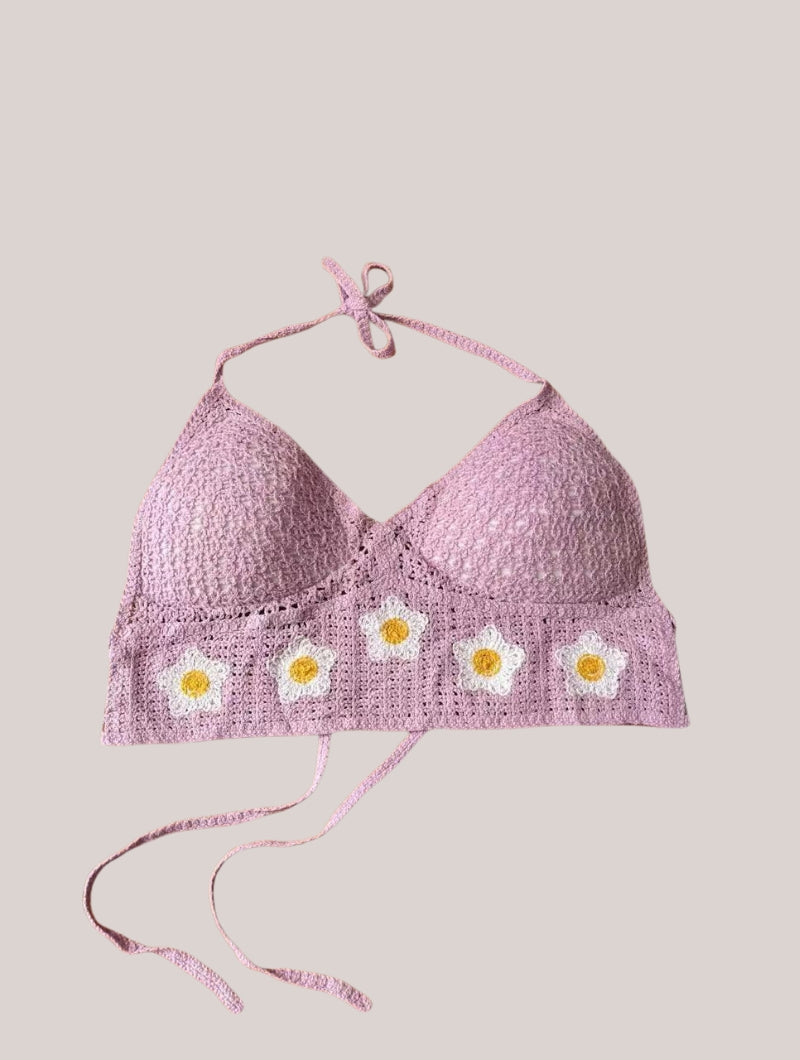 Crochet Boho Beach Camisoles Lotus root purple