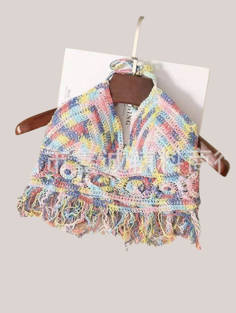 Women Crochet Boho Beach Camisoles Knit Bra Backless Beachwear Tank Top