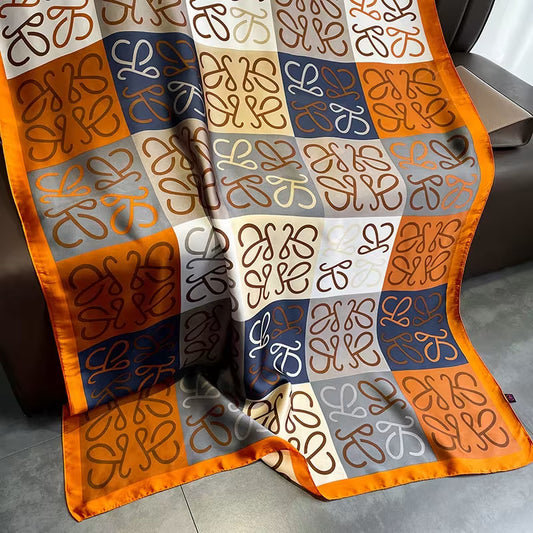 New Long Silk Scarf for Women – Floral Square