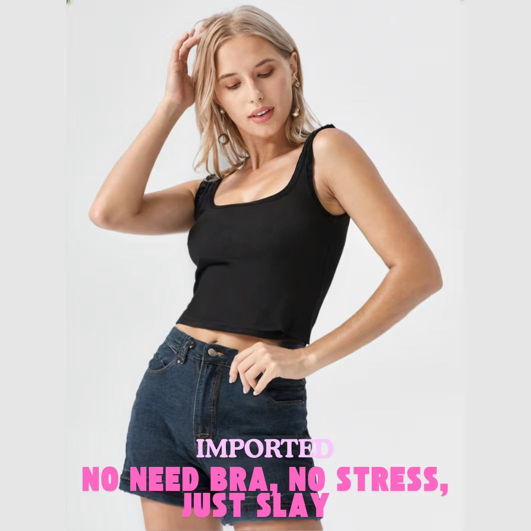 Premium Girls Crop Tank Top with Chest Pad | Best For Summer and Gym