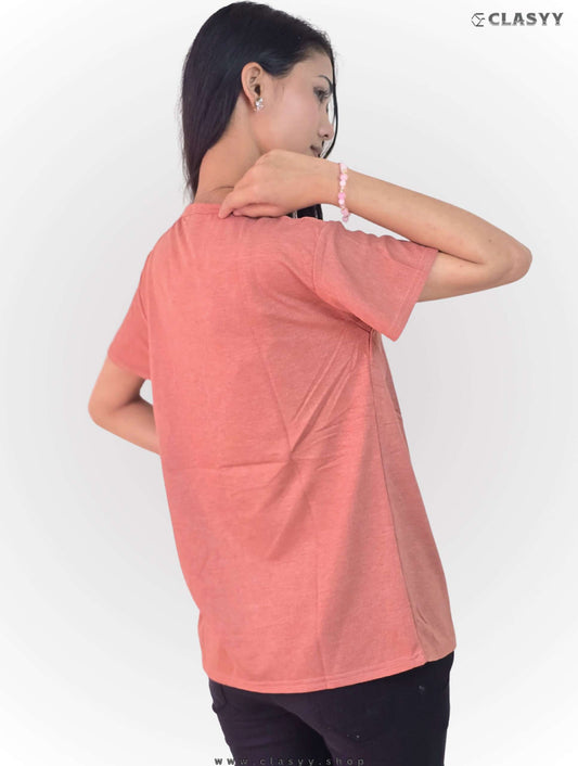 Women's Tshirt Half Sleeve Brown