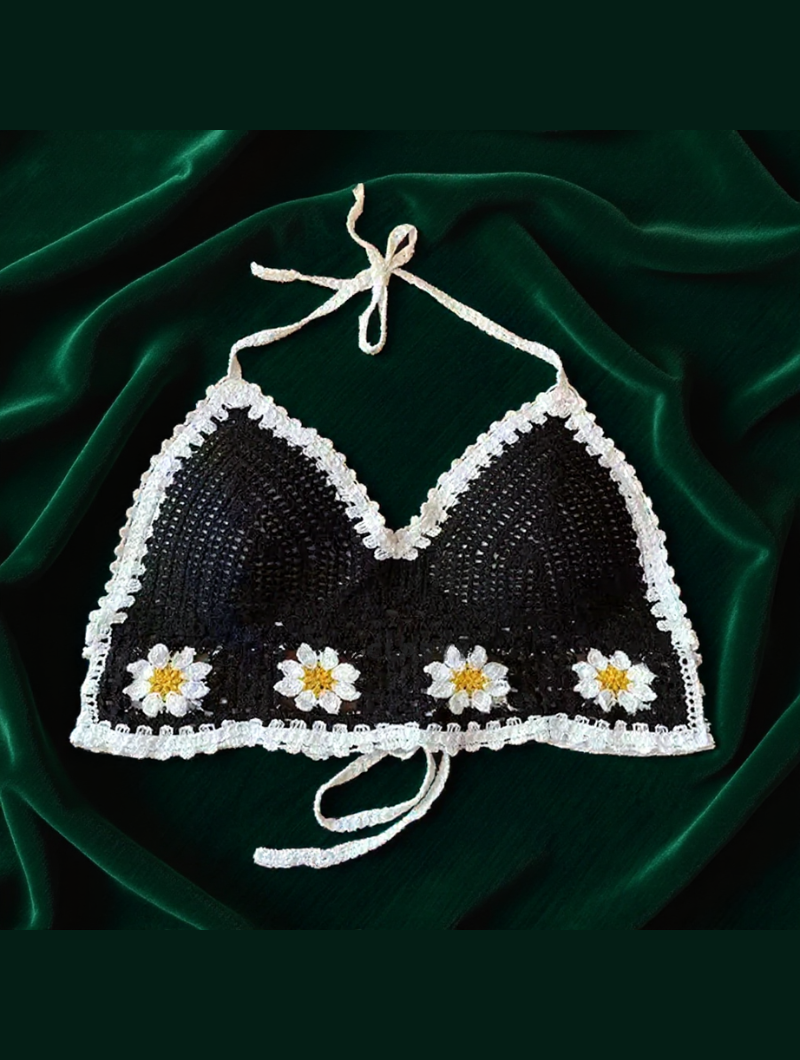 Sexy Bikini Crop Top Women Crochet Boho Beach Camisoles Bikini Bralette Halter Cami Knit Bra Backless Beachwear Tank Top