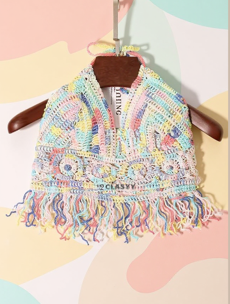Women Crochet Boho Beach Camisoles Knit Bra Backless Beachwear Tank Top