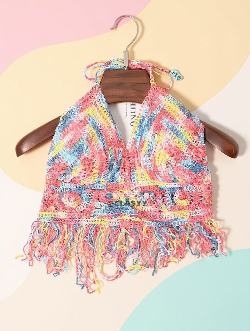 Women Crochet Boho Beach Camisoles Knit Bra Backless Beachwear Tank Top