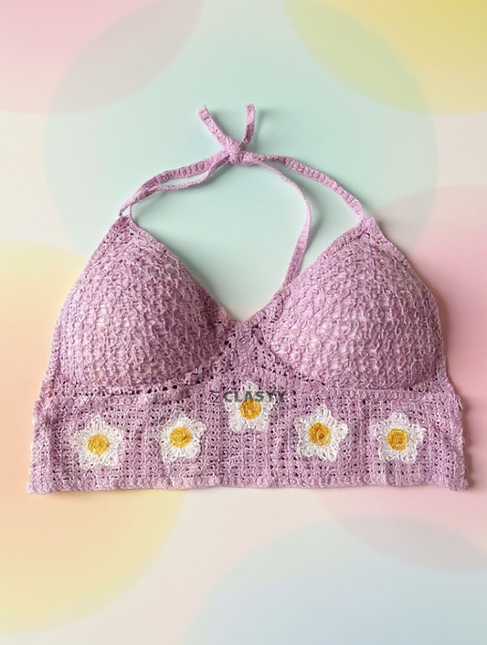 Crochet Boho Beach Camisoles Lotus root purple