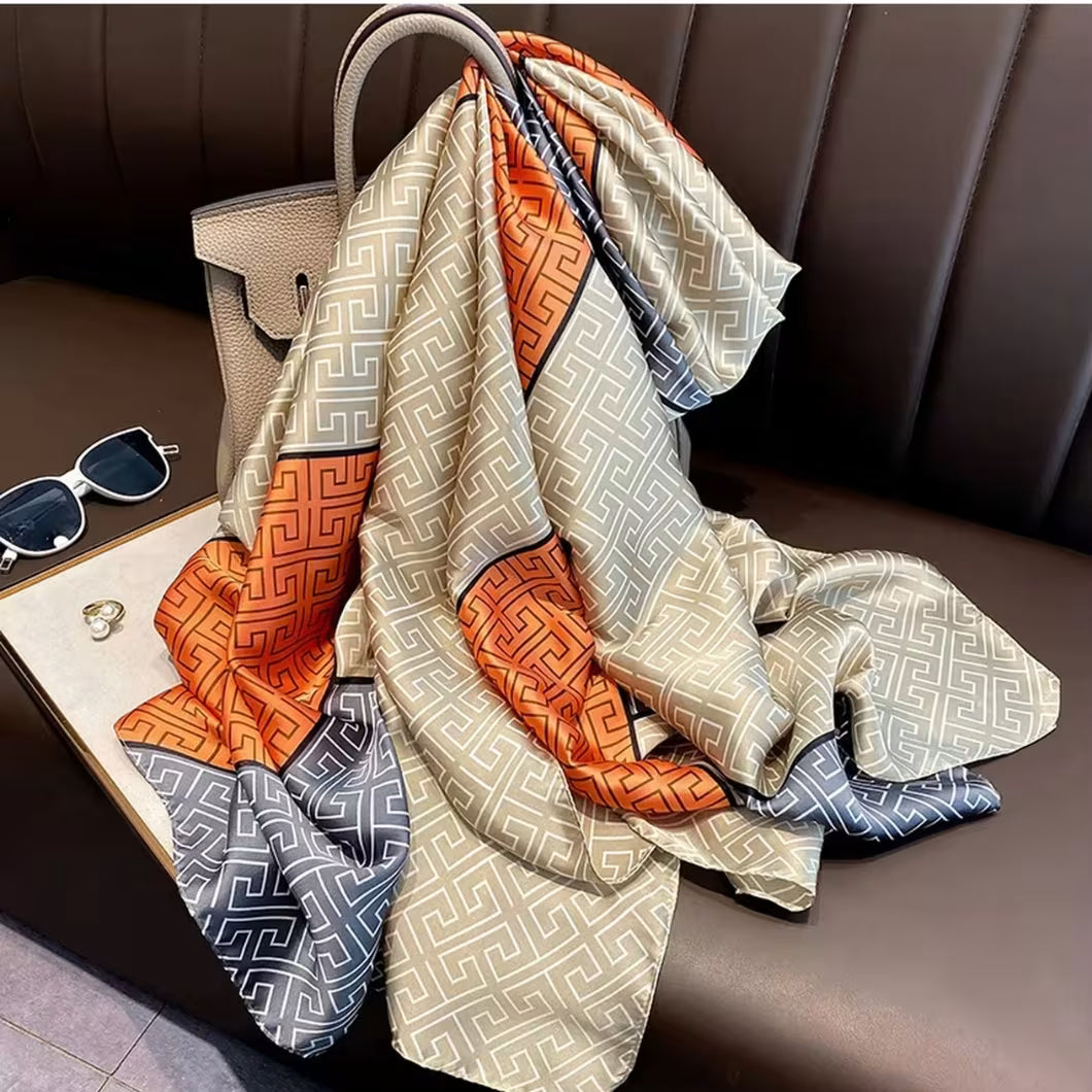 New Long Silk Scarf for Women – Elegant Printed