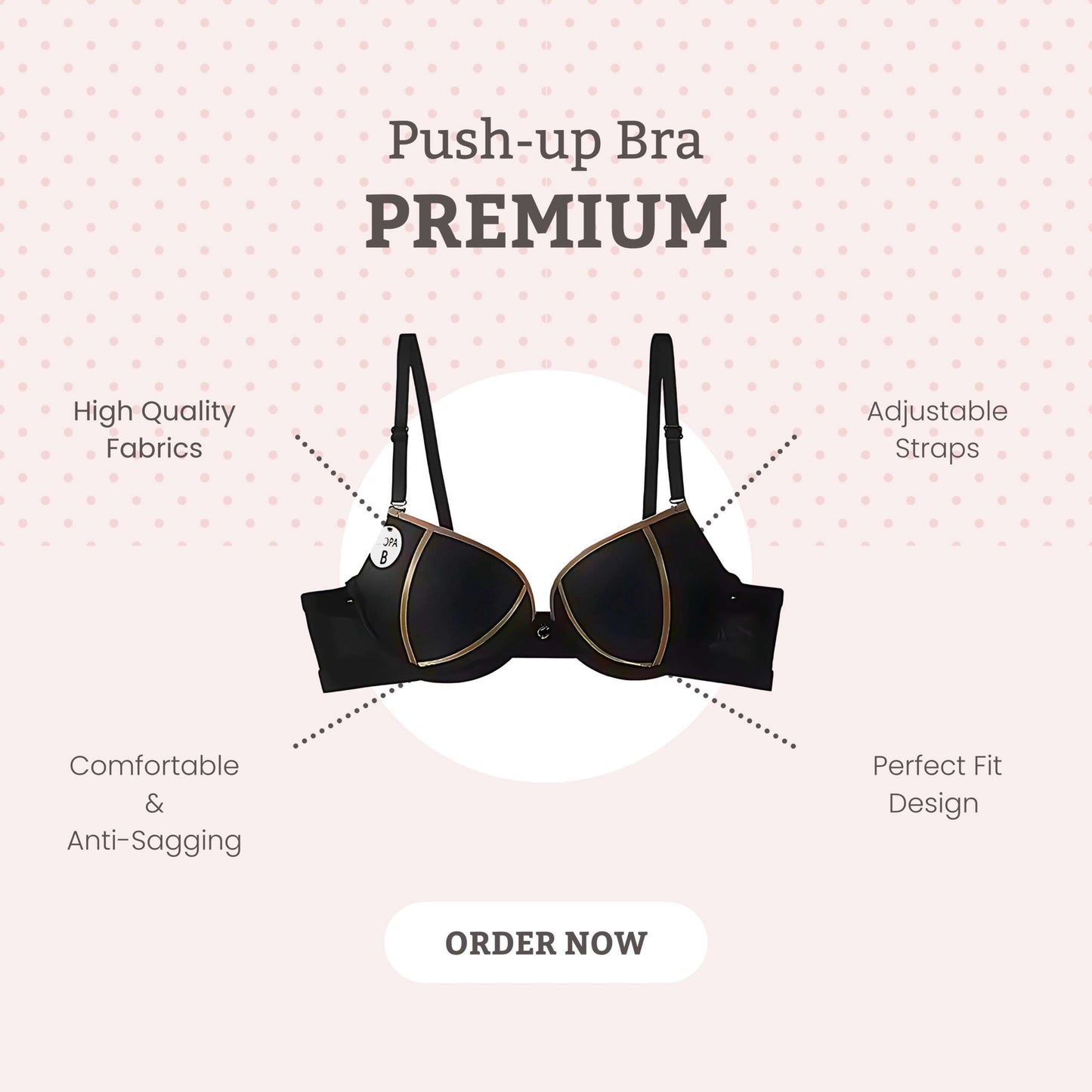 Premium Seamless Upper Support, Adjustable & Comfortable Push Up Bra Anti-Sagging