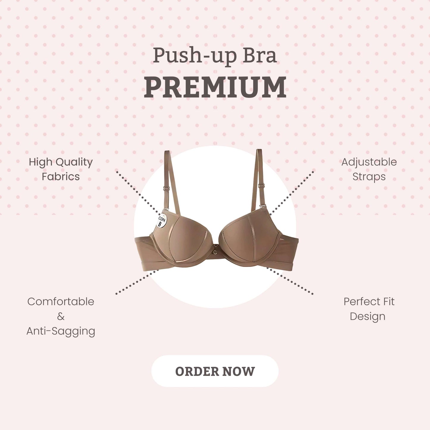 Premium Seamless Upper Support, Adjustable & Comfortable Push Up Bra Anti-Sagging