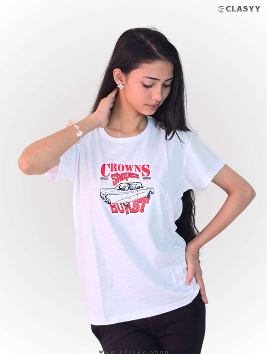Women's T-shirt Half Sleeve White