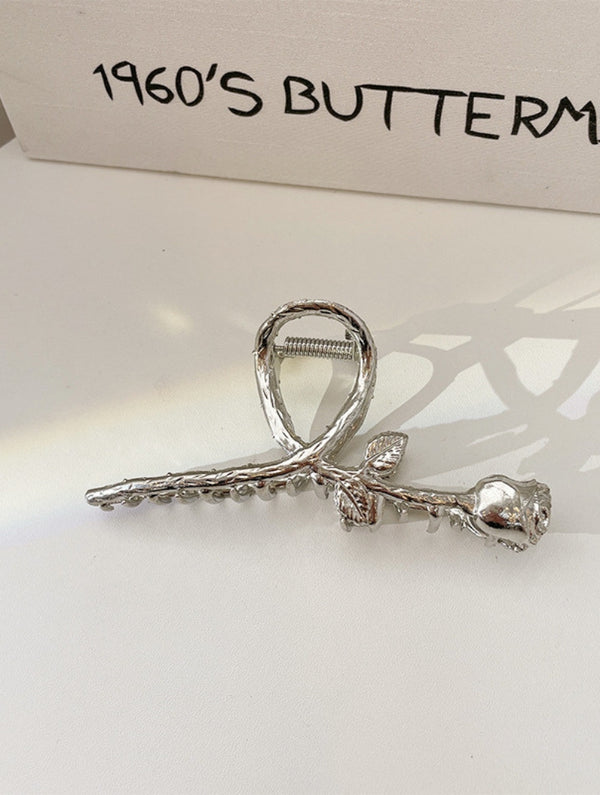 Glazed Rose Hair Clip | Goldend & Silver