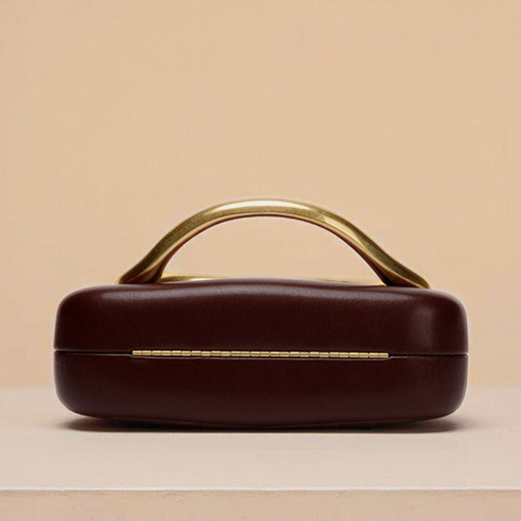 Women's Trendy PU Leather Clutch Bag Metal Handle