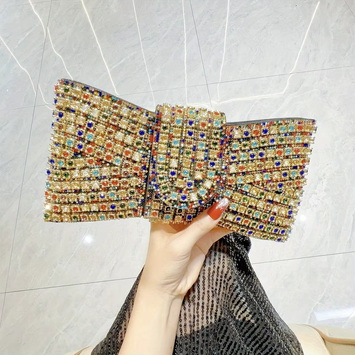 Vintage Diamond Banquet Clutch – Elegant Women’s Evening Handbag