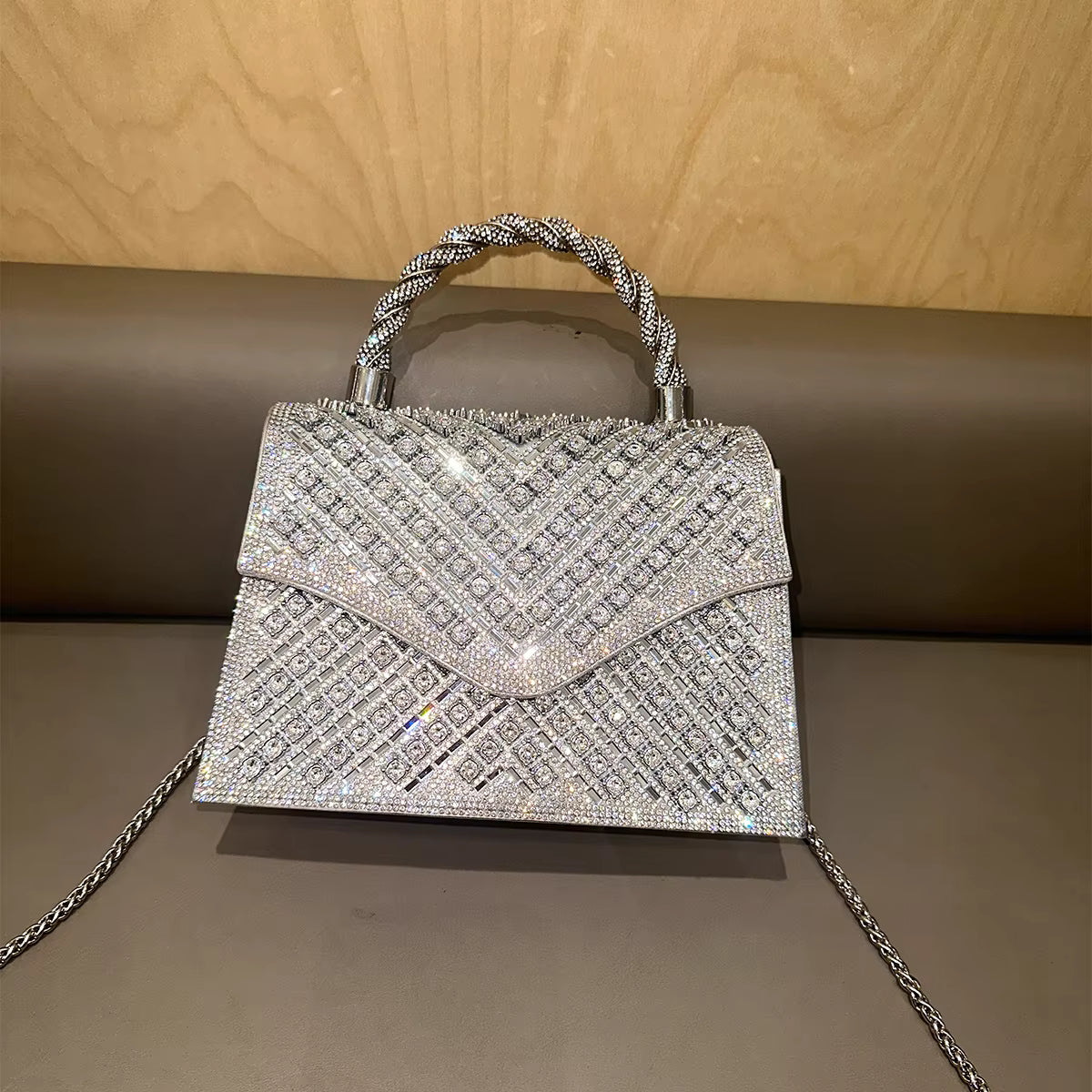 Elegant Wedding & Party Handbag - Women’s Candy Pattern PU Rhinestone Clutch