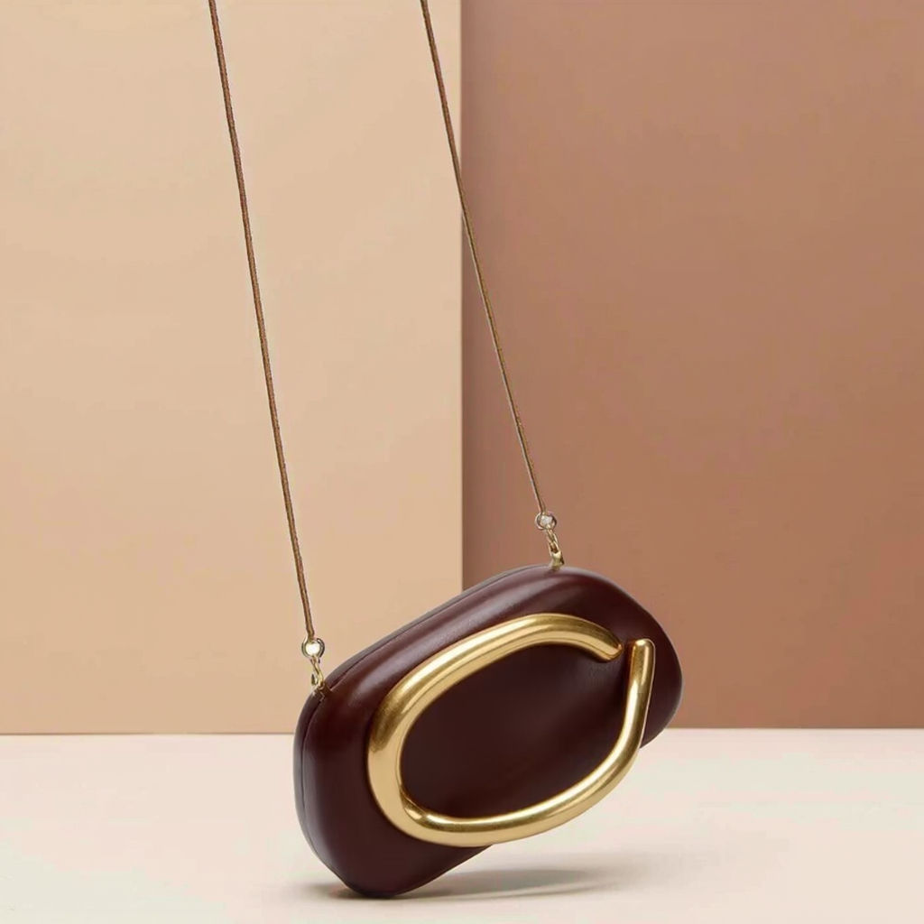 Women's Trendy PU Leather Clutch Bag Metal Handle