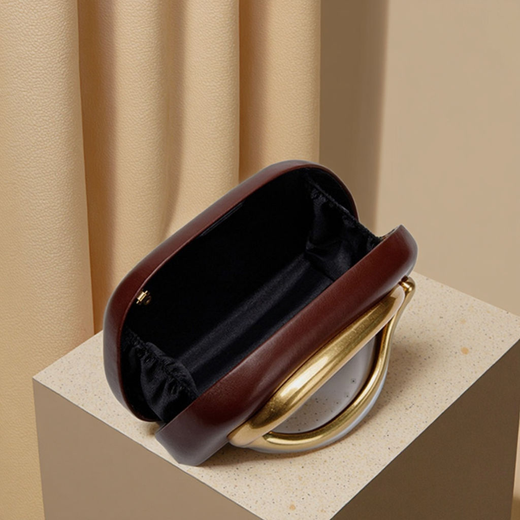 Women's Trendy PU Leather Clutch Bag Metal Handle