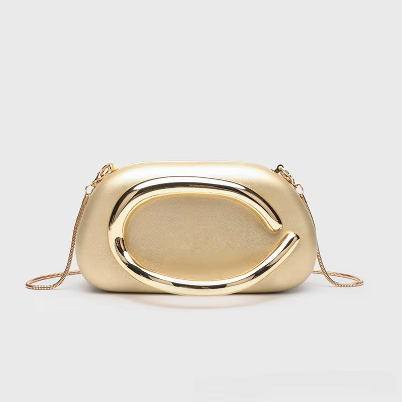 Women's Trendy PU Leather Clutch Bag Metal Handle