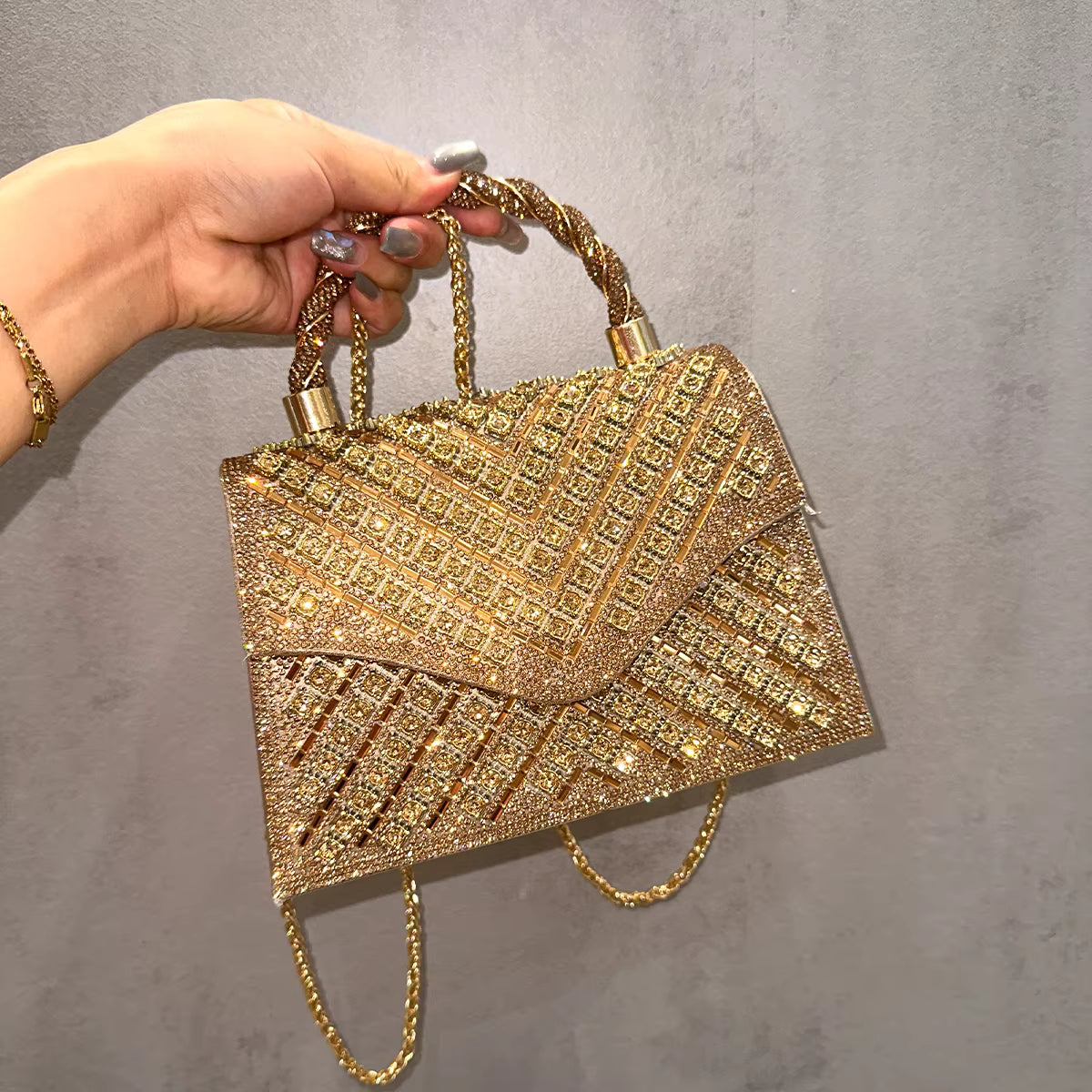 Elegant Wedding & Party Handbag - Women’s Candy Pattern PU Rhinestone Clutch