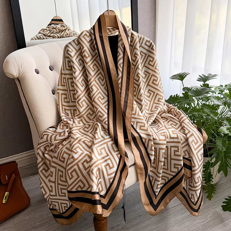 New Long Silk Scarf for Women – Elegant Printed Color
