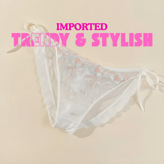 French Lace Embroidered Strappy Panties – Sexy Low Waist Briefs