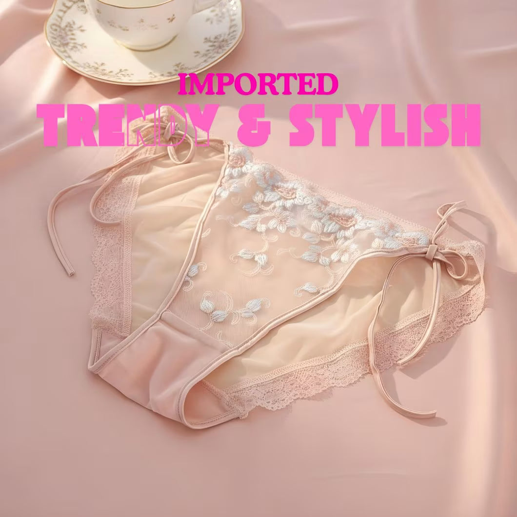 French Lace Embroidered Strappy Panties – Sexy Low Waist Briefs