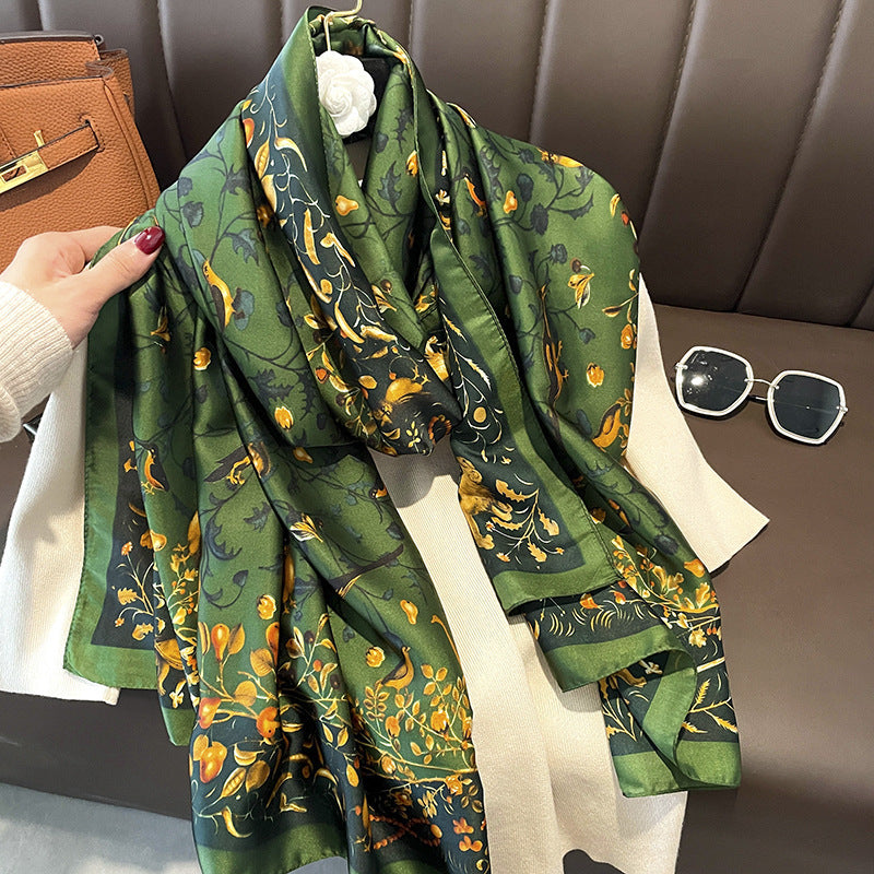 New Long Silk Scarf for Women- Floral Print