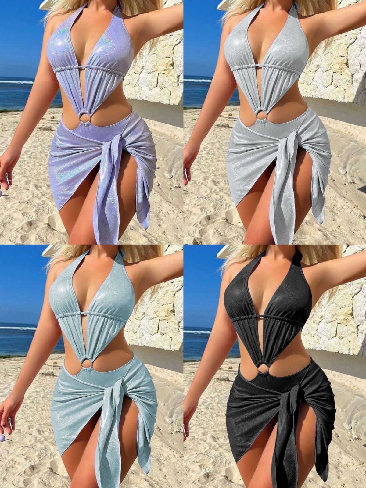 Women's Cut-Out Bikini Swimsuit Set – Sexy European Style Two-Piece Beach Swimwear
