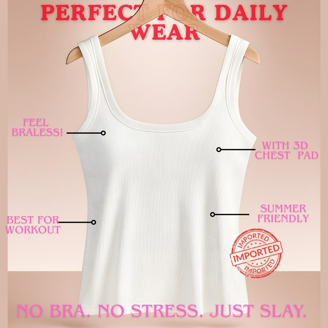 Girls Crop Tank Top with Chest Pad | Best For Summer and Gym