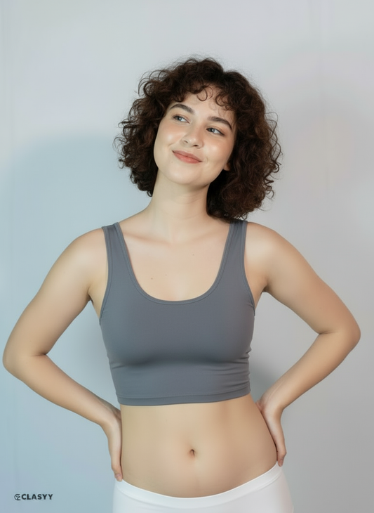 Girls Crop Tank Top Without Chest Pad