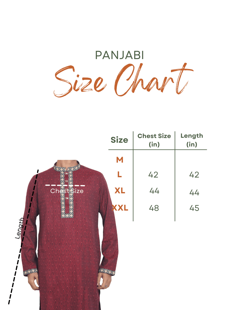 Limited Edition Eid Panjabi Premium Quality - Maroon