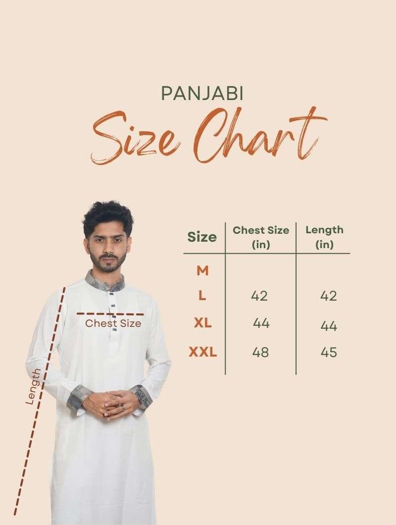 White Limited Edition Eid Panjabi Premium Quality