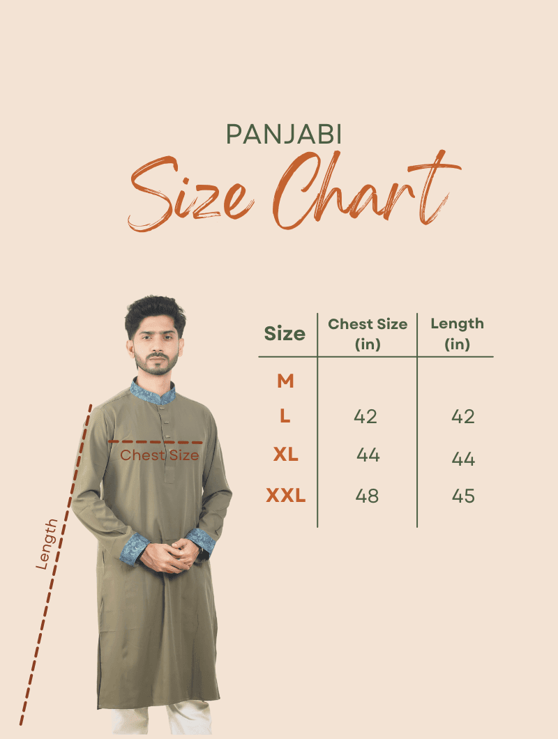 Limited Edition Eid Panjabi Premium Quality - Olive Green or Khaki