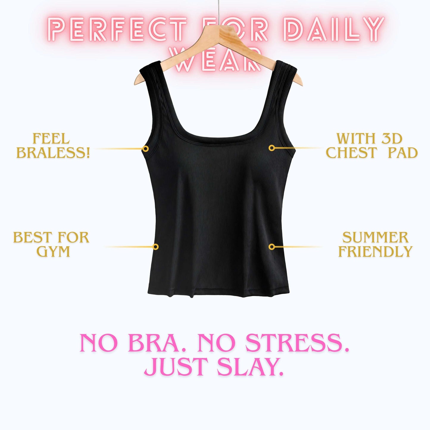 Girls Crop Tank Top with Chest Pad | Best For Summer and Gym