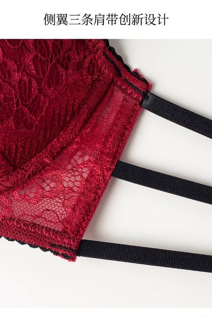 Red Lace Lingerie Set for Women – Sheer Two-Piece Bra & Panty Set