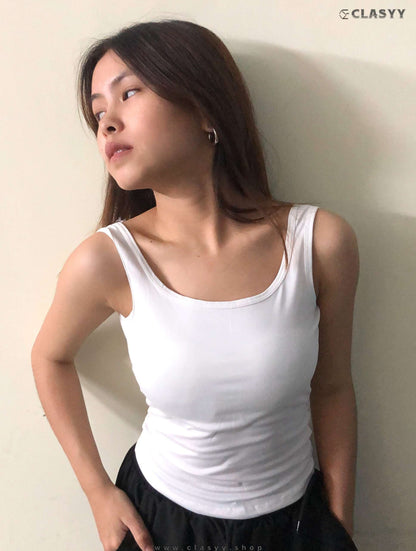 Girls Crop Tank Top Back Camisole Summer Wear Slim Fit Show with Chest Pad Inside