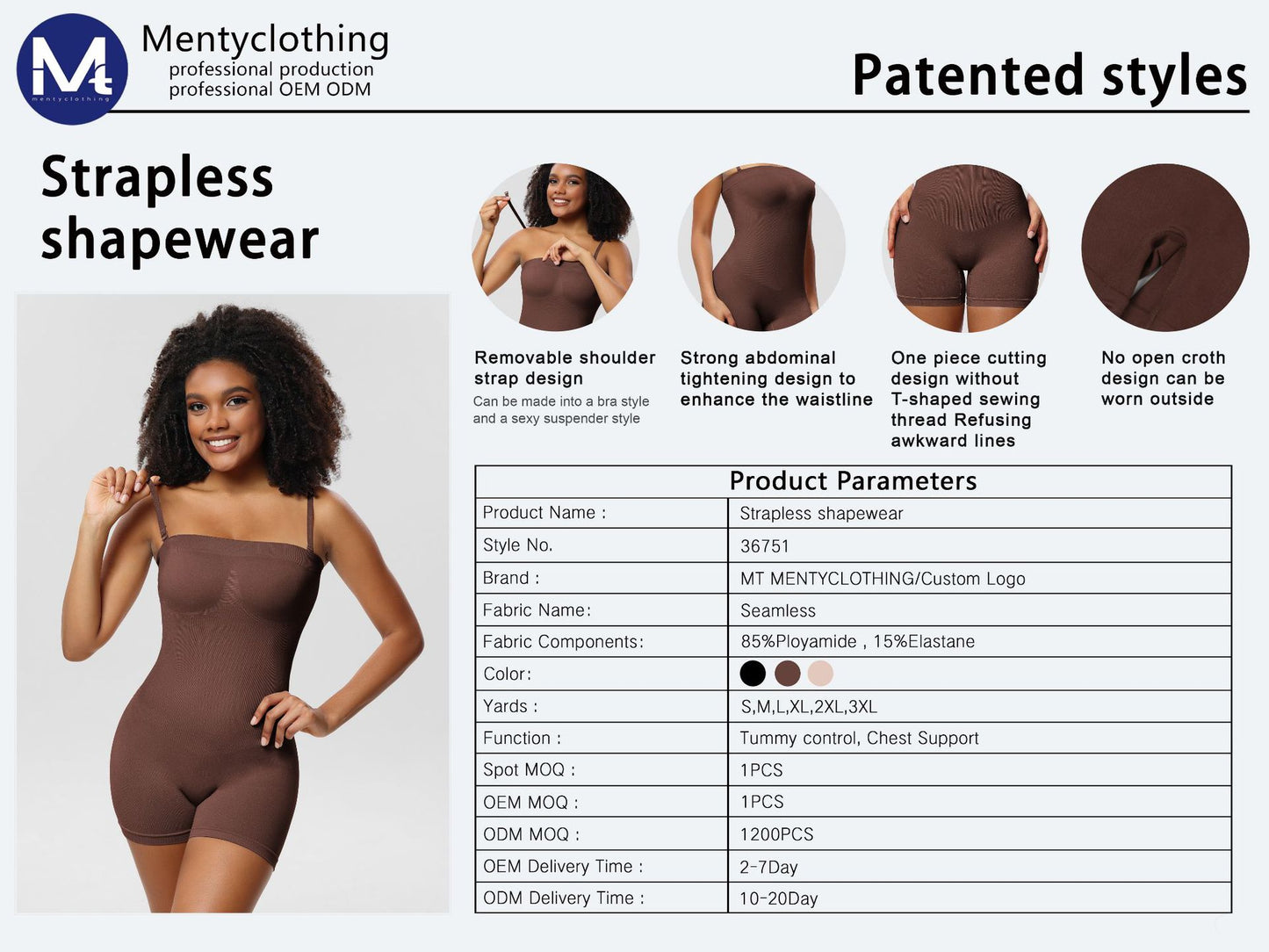 Women’s Full Body Shapewear Bodysuit – Seamless Strapless Corset Tummy Control & Hip Lifting Shaper