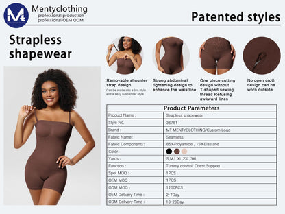 Women’s Full Body Shapewear Bodysuit – Seamless Strapless Corset Tummy Control & Hip Lifting Shaper
