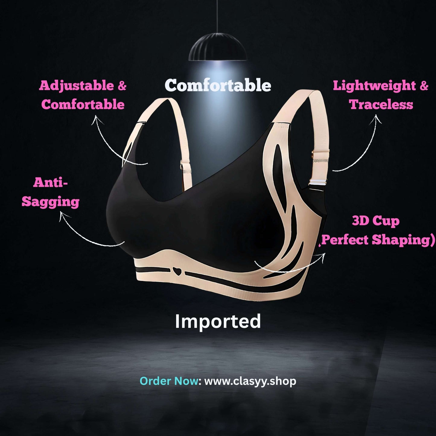 Push Up Bra Beautiful Back Traceless Upper Support, Adjustable & Comfortable  Anti-Sagging