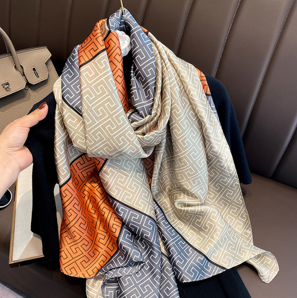 New Long Silk Scarf for Women – Elegant Printed