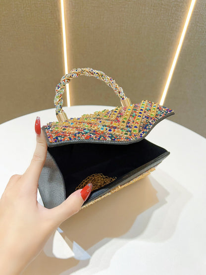 Elegant Wedding & Party Handbag - Women’s Candy Pattern PU Rhinestone Clutch