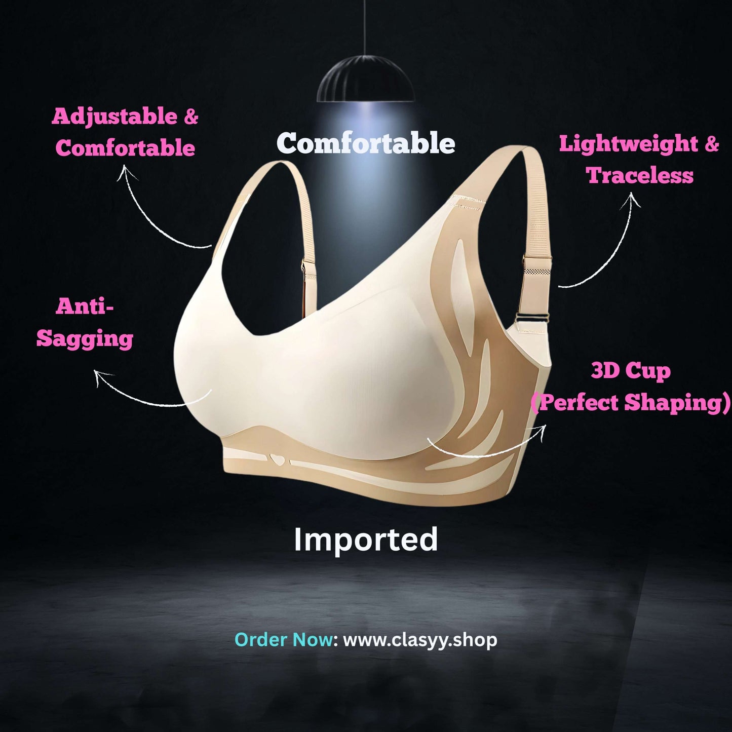 Push Up Bra Beautiful Back Traceless Upper Support, Adjustable & Comfortable  Anti-Sagging