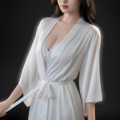 French Bow Night Dress With Chest Pad With Gown